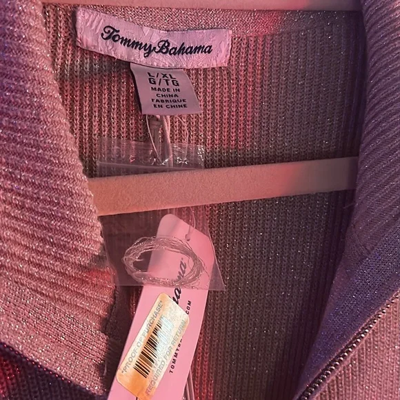 NWT. Woman’s Sparkling Tommy Bahama 1/4 zip sweater. In a cream color. Size XL. - Picture 5 of 7